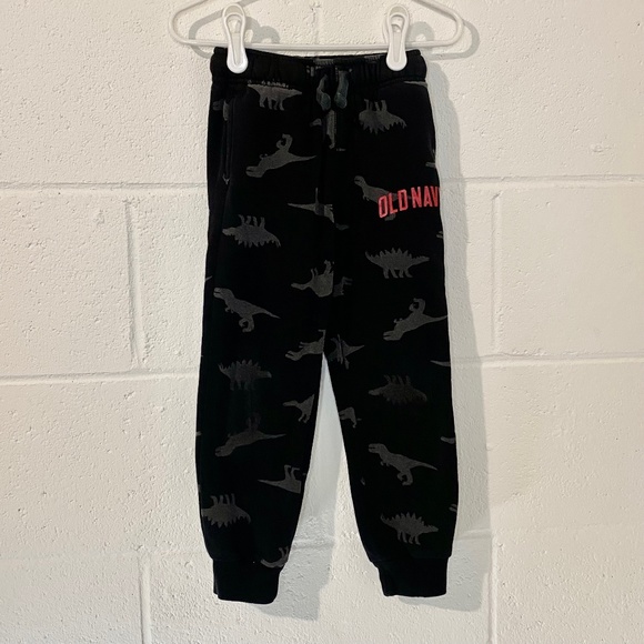 Old Navy Kids Black with Gray Dinosaurs Joggers Sweatpants - Picture 1 of 9